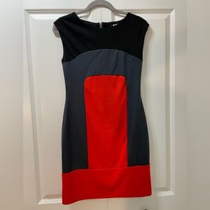 Color block Banana Republic fitted dress size 0, xs red, black grey fully lined